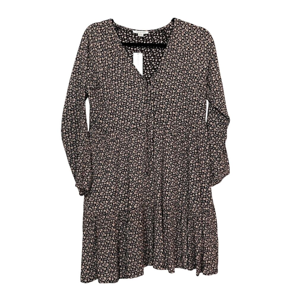 American Eagle Ditsy Floral Prairie Boho Tiered Long Sleeve Dress Womens S Fall
